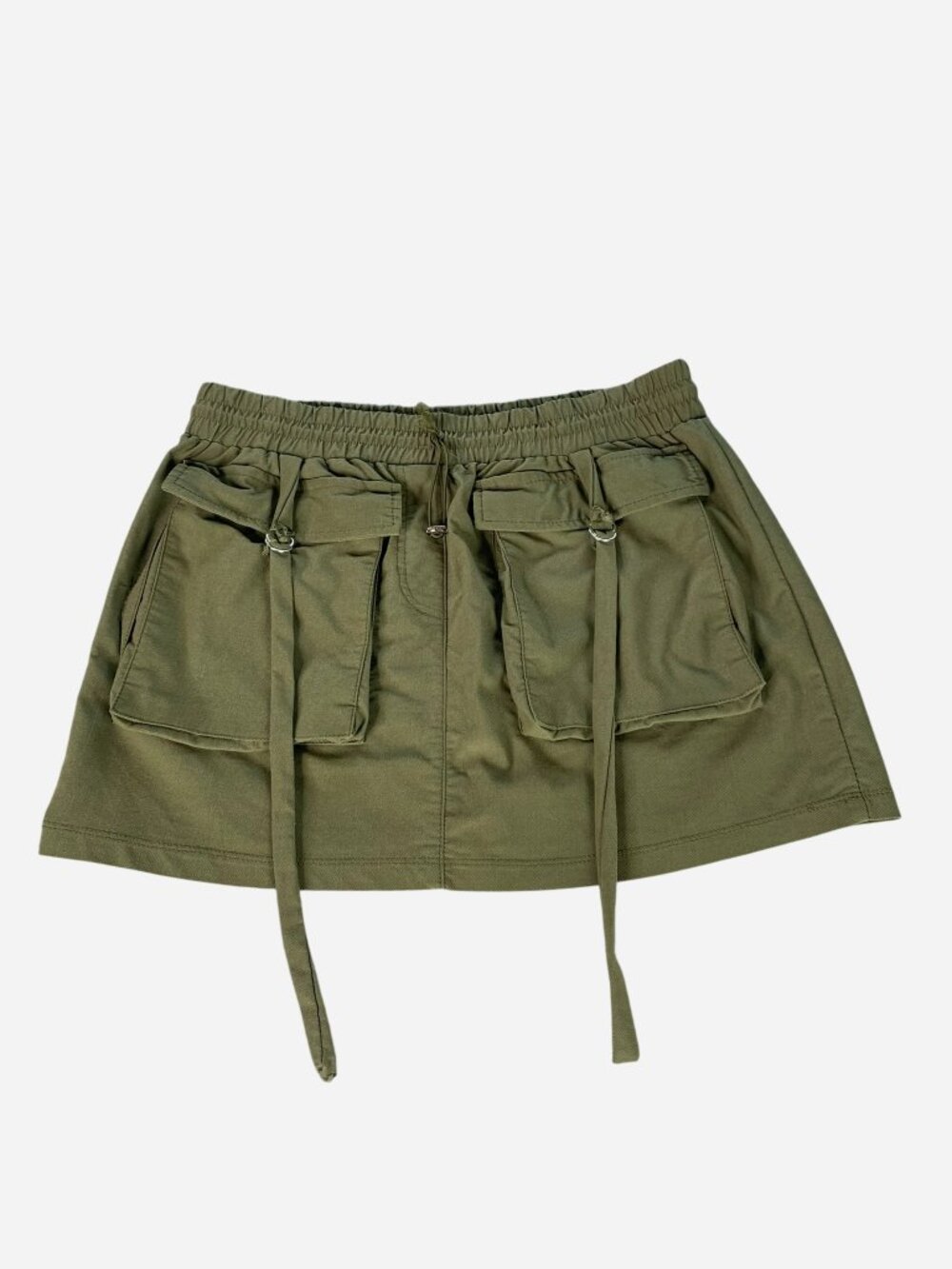 Fashion Nova Cargo Mini Skirt Olive Green Utility D-Ring Pockets Size M